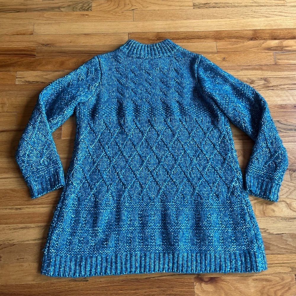SOFT SURROUNDINGS Cable Knit Half Zip Tunic Sweater Blue - Picture 5 of 5